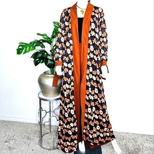 Chiffon Kaftan Robe Duster Two Piece Pant Set / Long Abay…
